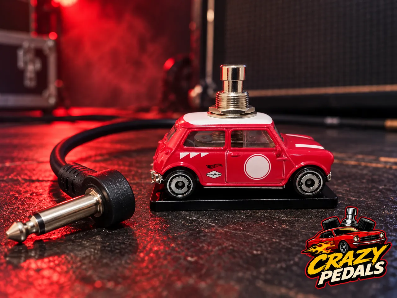 Pedal Mini vermelho de teto branco no palco